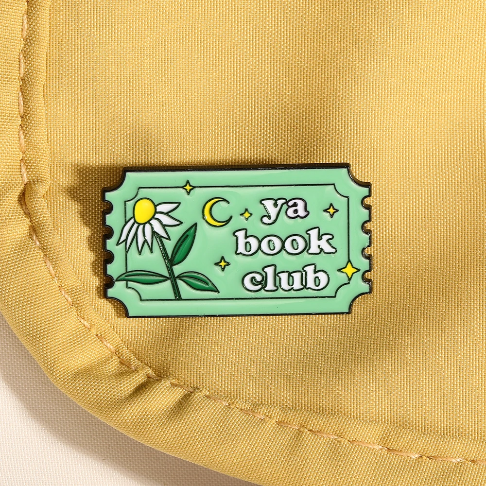 Bookworm Badge Pretty Book Club Theme Brooches Read All Night Ya Spooky Ticket Shaped Enamel Pins For Backpack Bag Jewelry