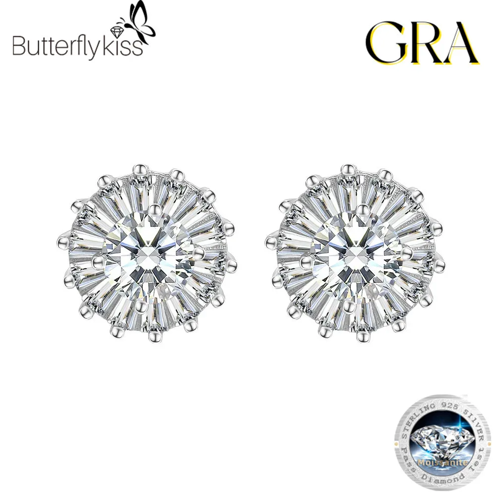 

Женские серьги Butterflykiss из стерлингового серебра S925, всего 1 карат, муассанит, подсолнух, модные богемные серьги на день рождения, подарок на праздник
