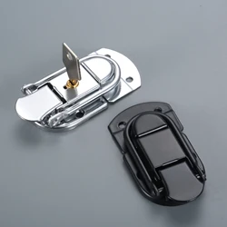 2pcs Metal Box Latch Hasp with/without Key Silver/Black Safety Lock 69*34mm Buckle Flight Case Cabinet Toolbox Box Cabinet Decor