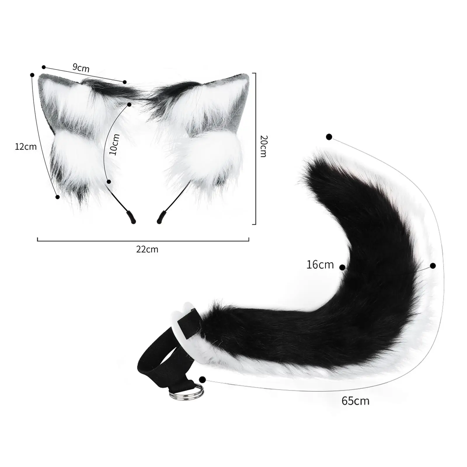Ears and Long Tail Ear Headband Headwear Long Tail Faux Headdress for Prom Kids