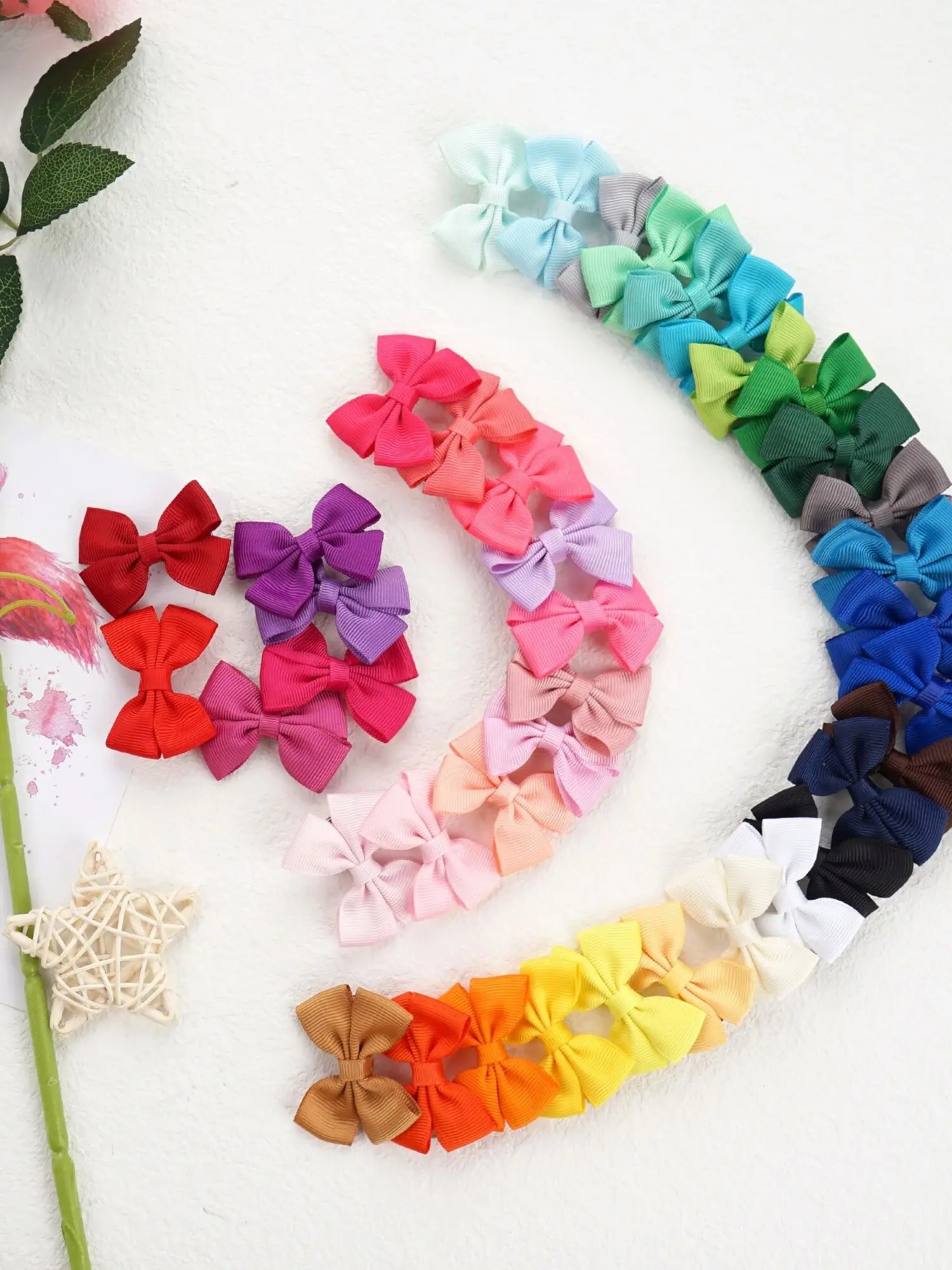 20/30/40Pieces Baby Hair Clips 2 inches Hair Bows alligator Clips for Infant and Baby Girls 40 Colors in Pairs