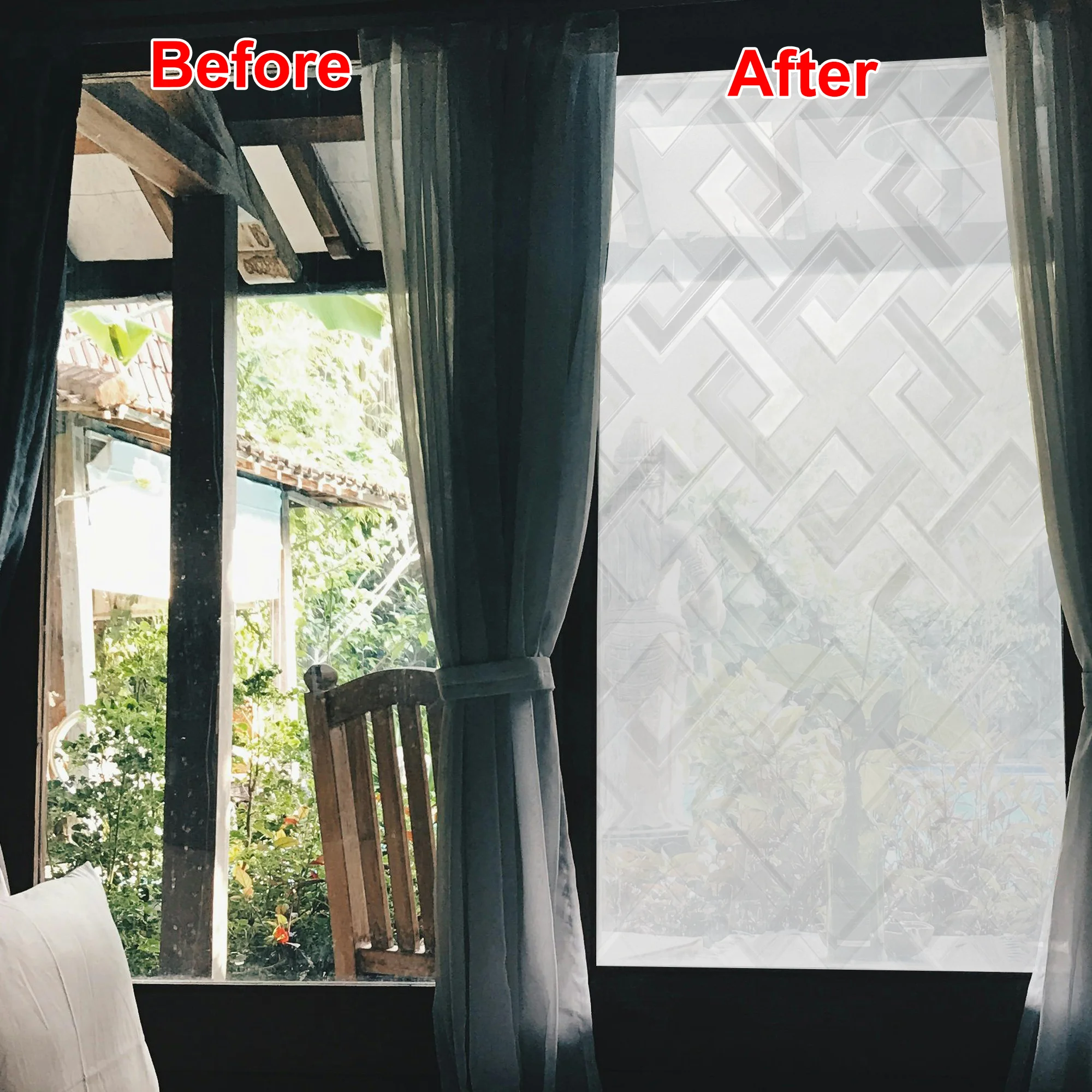 Diamond Grid Privacy Window Film Static Cling No Glue Removable for Home Office Glass Door Mirror Shower