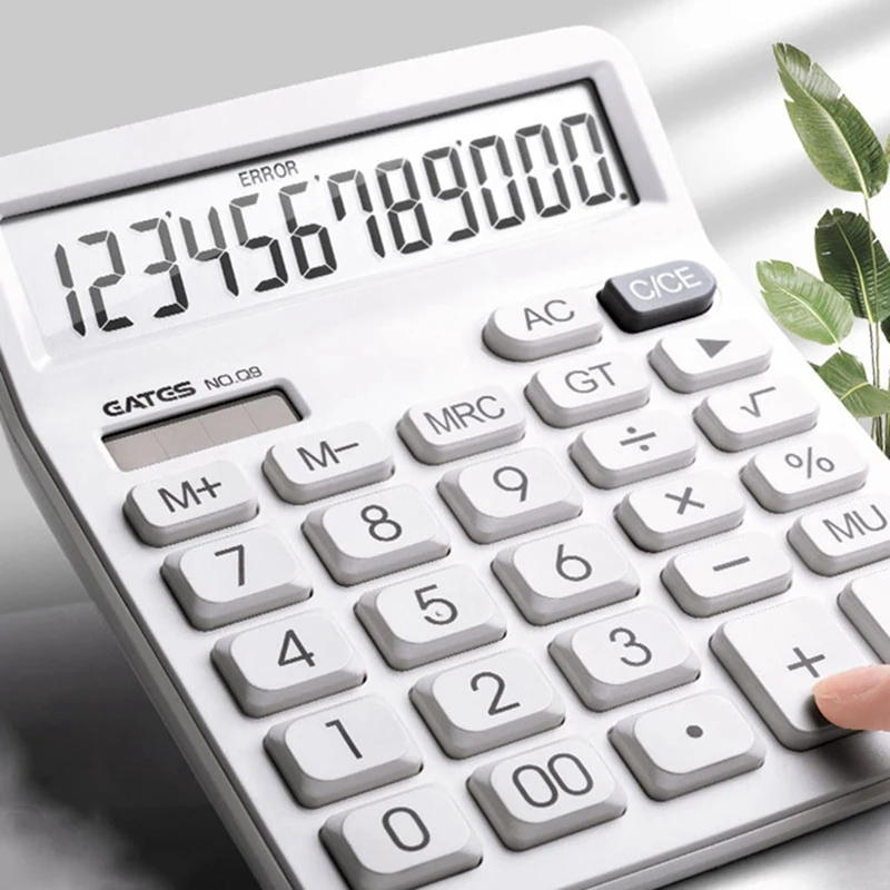 Business Calculator 12 Digit Display Screen Dual Power Supply Calculator Student Office Desktop Calculator