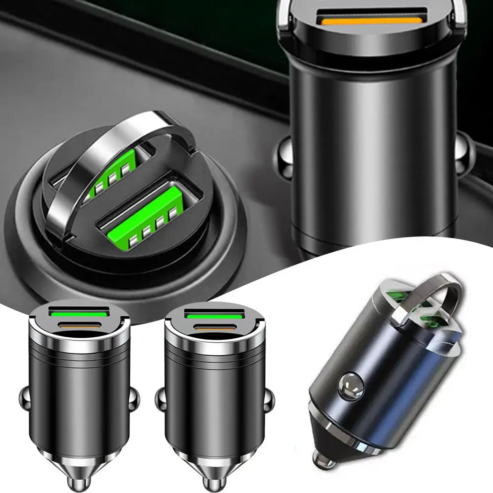 100w Mini Car Charger Usb Type C Car Phone Charger Fast Charging For Quick Charge Adapter H2j8