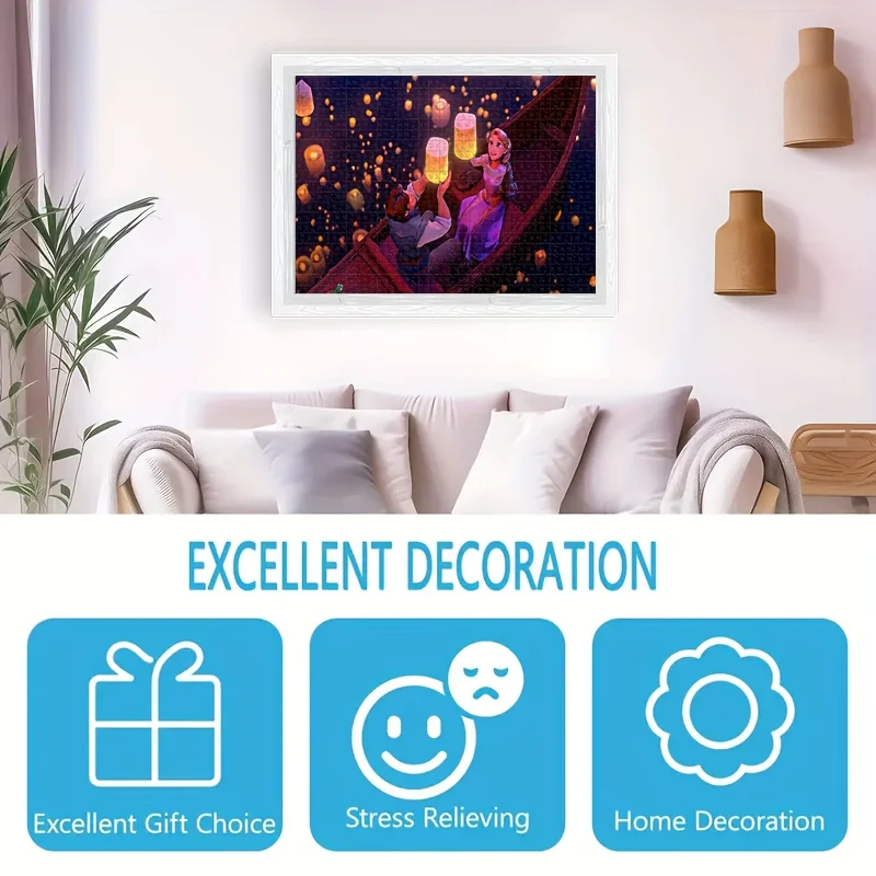 1000ピース パズル 漫画キャラクター ラプンツェルとラプンツェルのランタン 壁掛けパズル 大人向けゲーム ギフト 家族向けインタラクティブゲーム ハル