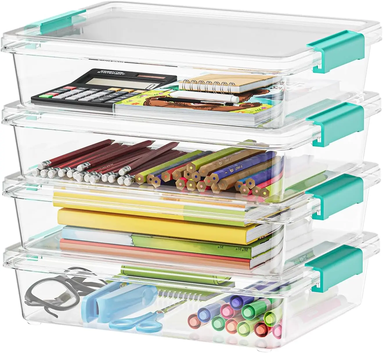 

6 Qt Plastic Storage Bins with Lids, Clear Sensory Bin Craft Organizers and Storage, Stackable Art
