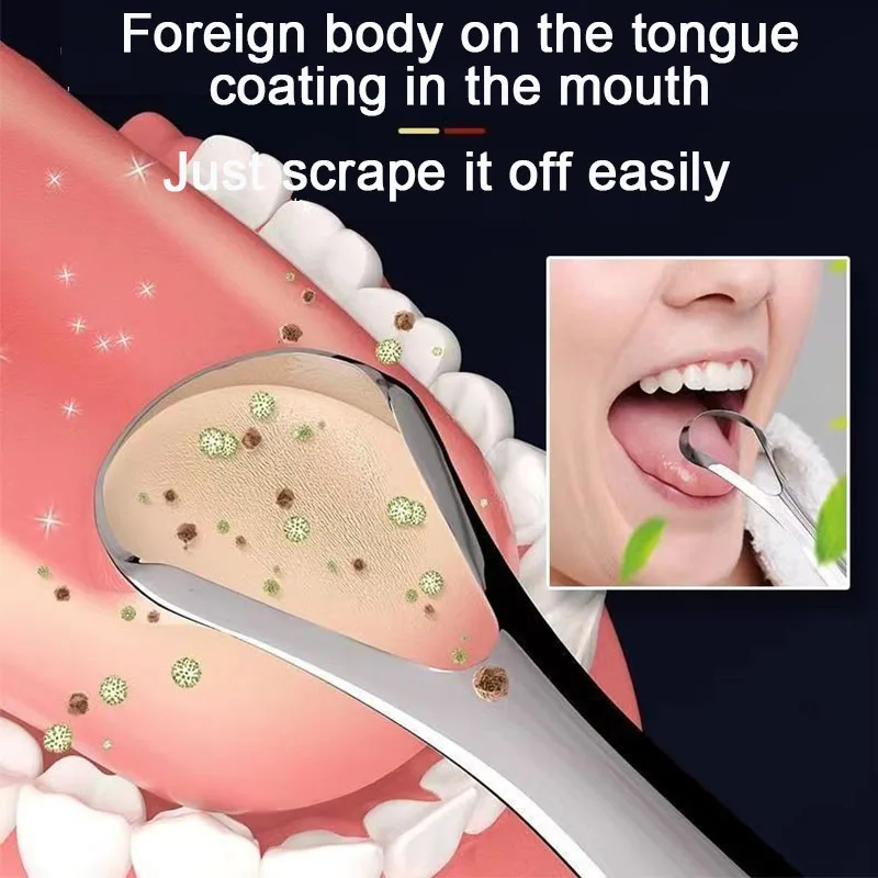 1/2 Pcs Reusable Stainless Steel Useful Tongue Scraper Cleaning Coated Tongue Cleaner Fresh Breath Oral Hygiene Care Tools SGQ01