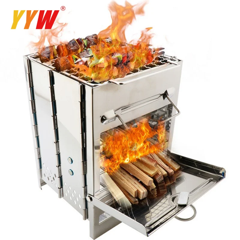 

Camping Stove Stainless Steel Backpacking Stove Potable Wood Burning Stoves For Picnic Bbq Camp Hiking Foldable Barbecue Grill