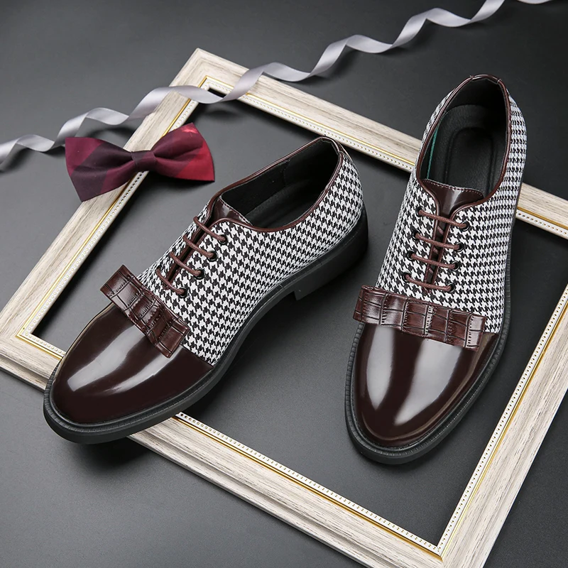 

Trendy Fashionable Men Derby Shoes Men Lace-up Comfortable Breathable Business Office Shoes Wedding Banquet Leather Shoes Men
