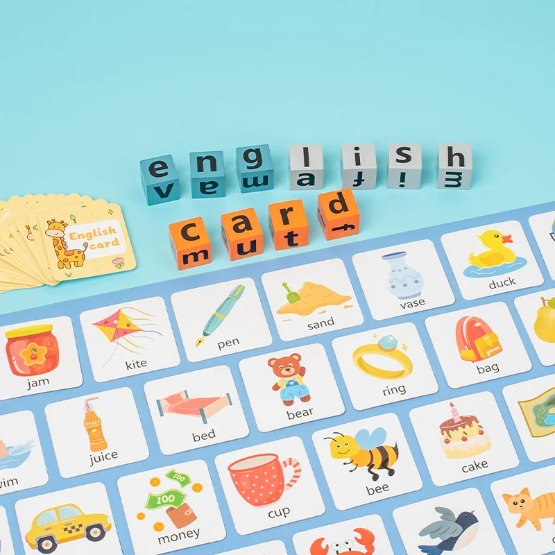 Montessori Wooden Spell Word Toy Letter Cognitive Challenge Memory English Word Game Early Learning Educational Toy For Children