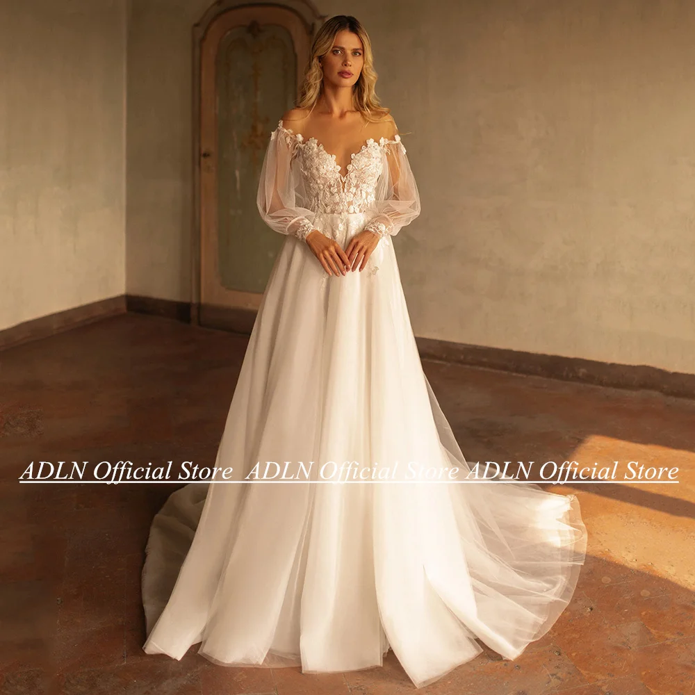 שמלת כלה נסיכה גמדים שרוולים puff הצוואר לראות דרך אפיקי גוון רך של שמלת כלה קו כלה אישית חלוק דה מריי