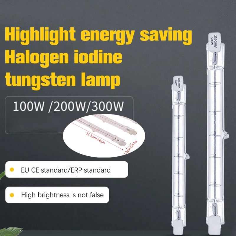 1Pc Halogen Lamp 118mm Double Ended Linear R7s Halogen Light Bulb AC230V Household Decor R7s Halogen Bulb For 100/200/300W