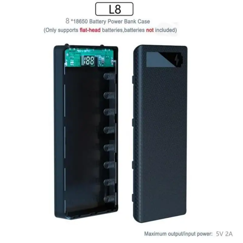 8/10 Slot 18650 Battery Holder Dual USB Power Bank DIY Case 8/10*18650 Battery Holder Box PD Quick Chargers Battery Power Bank
