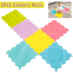 6Pcs Sensory Mats Silicone Plantar Finger Pressure Plate Foot Massage Sensory Toy Stackable Lightweight Puzzle Play Mat for Kids
