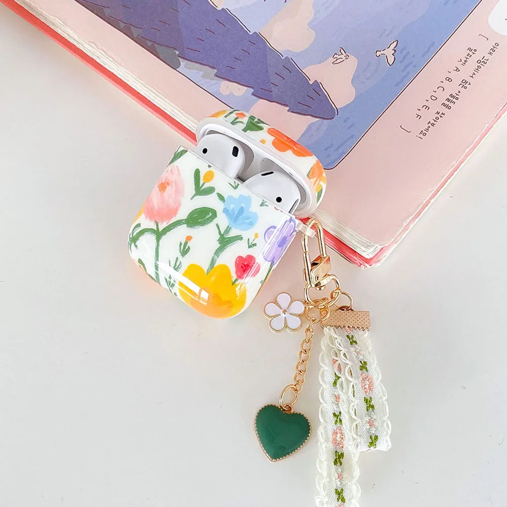 Headset Cover For Apple AirPods 3 2 Soft TPU Colorful Leaves Flower Earphone Case For AirPods 1 Pro Cute Tulip Floral Keychain