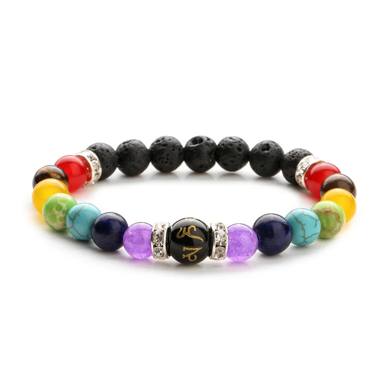 2pcs 7 Chakra Bracelet with Meaning Cardfor Men Women Natural Crystal Healing Anxiety Jewellery Mandala Yoga Bracelet Gift