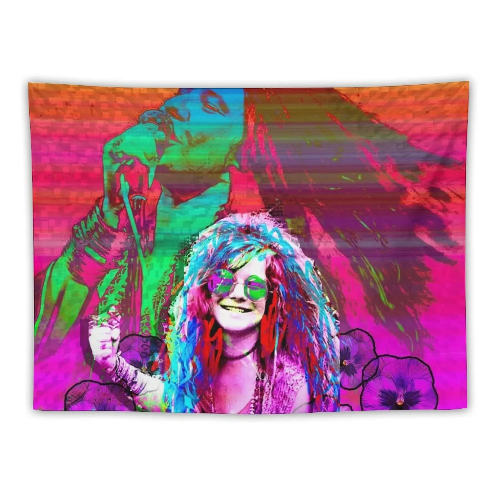 Janis Joplin, popart colors digital handmade by Iona Art Digital Tapestry Room Decorations Tapestry