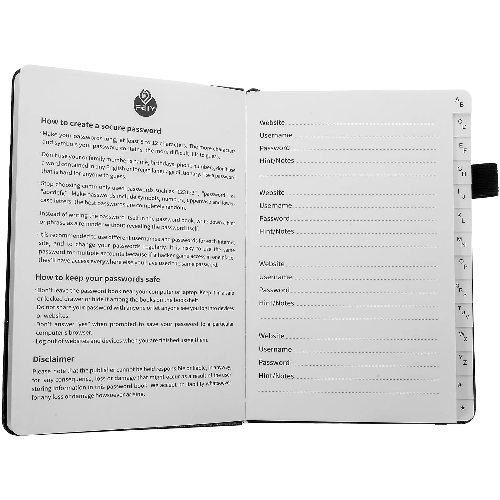 

Password Book Telephone Index The Notebook Address Organizer for Numbers Office