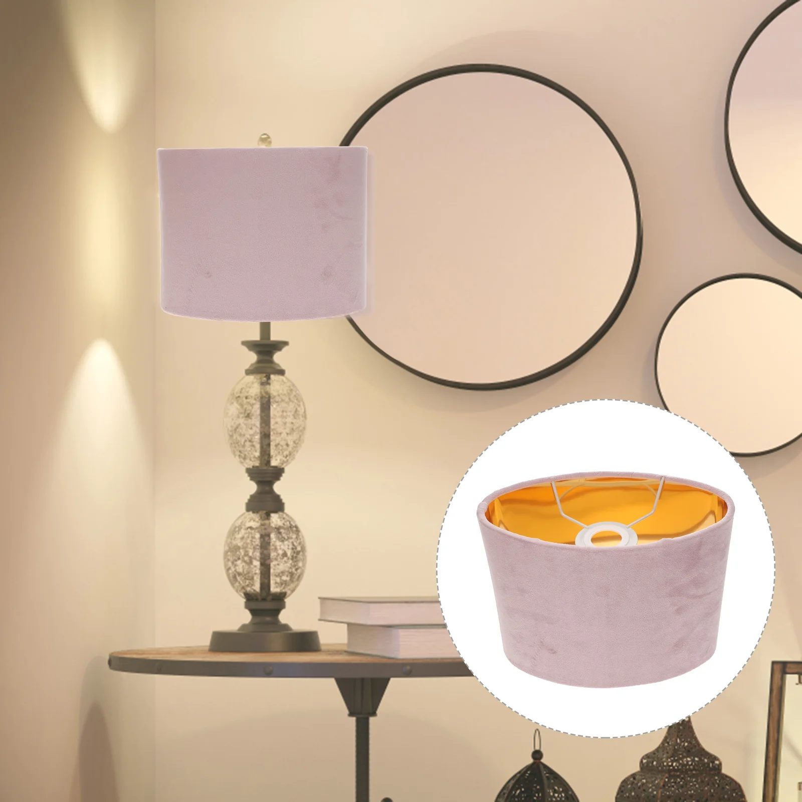 

Small Oval Cloth Lamp Shade Drum Design Indoor Light Cover for Desk Bedside Table Lamp Vintage Style Table Light Shade