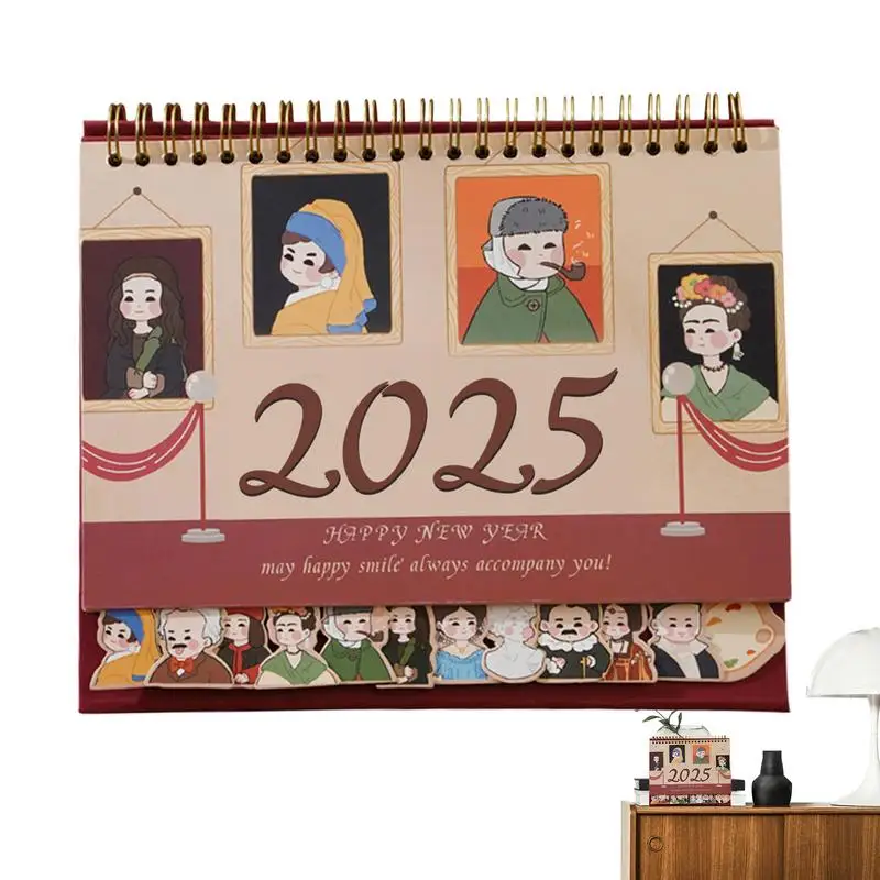 Desk Calendar Cute Desk Standing Calendar 2024-2025 New Year's Calendar Cute Vintage Desktop Ornaments For Friends And Family