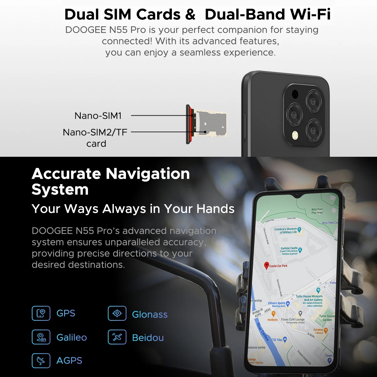 DOOGEE N55 Pro Android 14 Smartphone, 16GB(6+10) RAM 256GB ROM 5150mAh 6.56'' HD+ 90Hz 13MP Face Unlock 3.5mm Earphone Jack