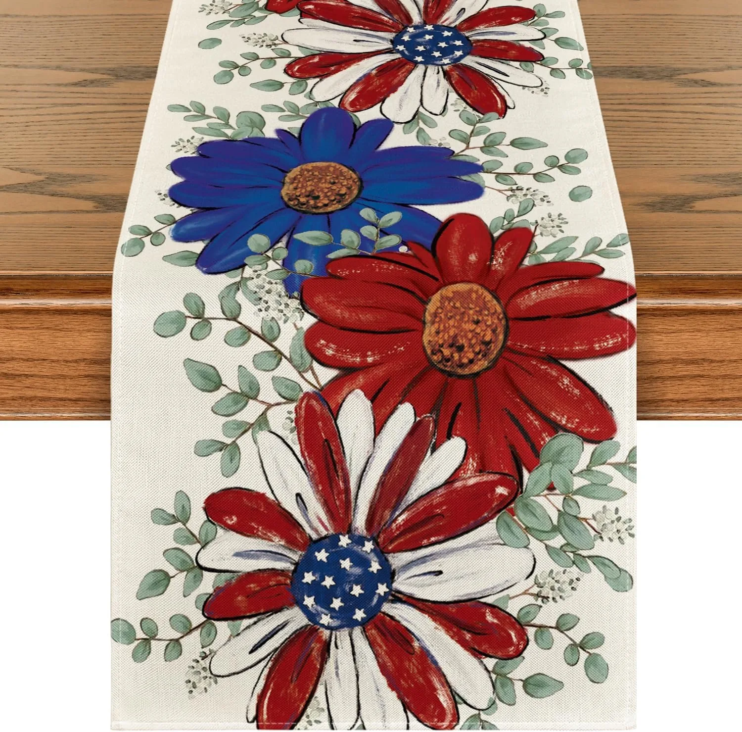 Patriotischer Gedenktag, Blumentischfahne zum 4. Juli, Esstisch-Party-Dekoration, Heim-Party-Dekoration, 180 x 72 cm