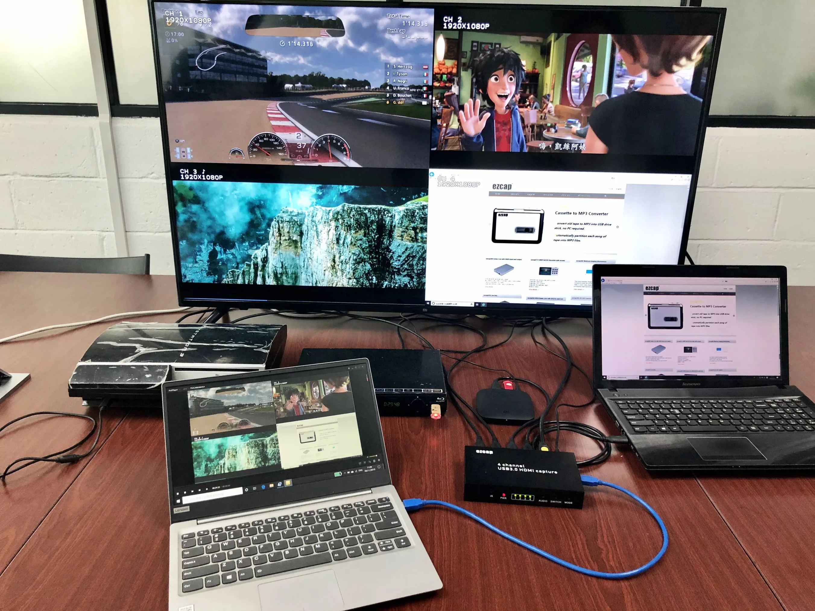 Ezcap 264 4x1 HD 1080P 60fps USB3.0 Video Capture Card Game Recording Box PC HD Multi-Viewer 4 Channel Screen Switch