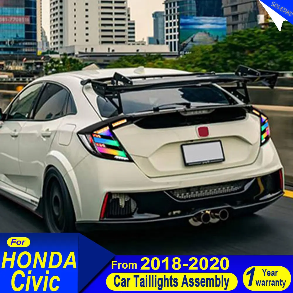 

RGB Tail light For Honda Hatchback CIVIC 2018 2019 2020 Modified Full Tail Lamp Car Accessories Dynamic Turn Signals