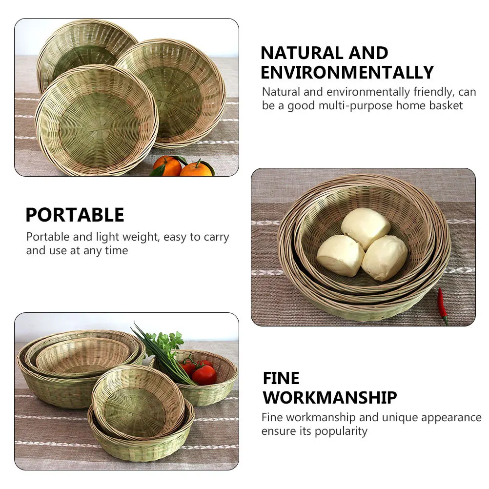 

1pc Bamboo Sieve Basket Handmade Woven Storage Vegetable Washing Kitchen Multi-Function Dustpan Household Fruit