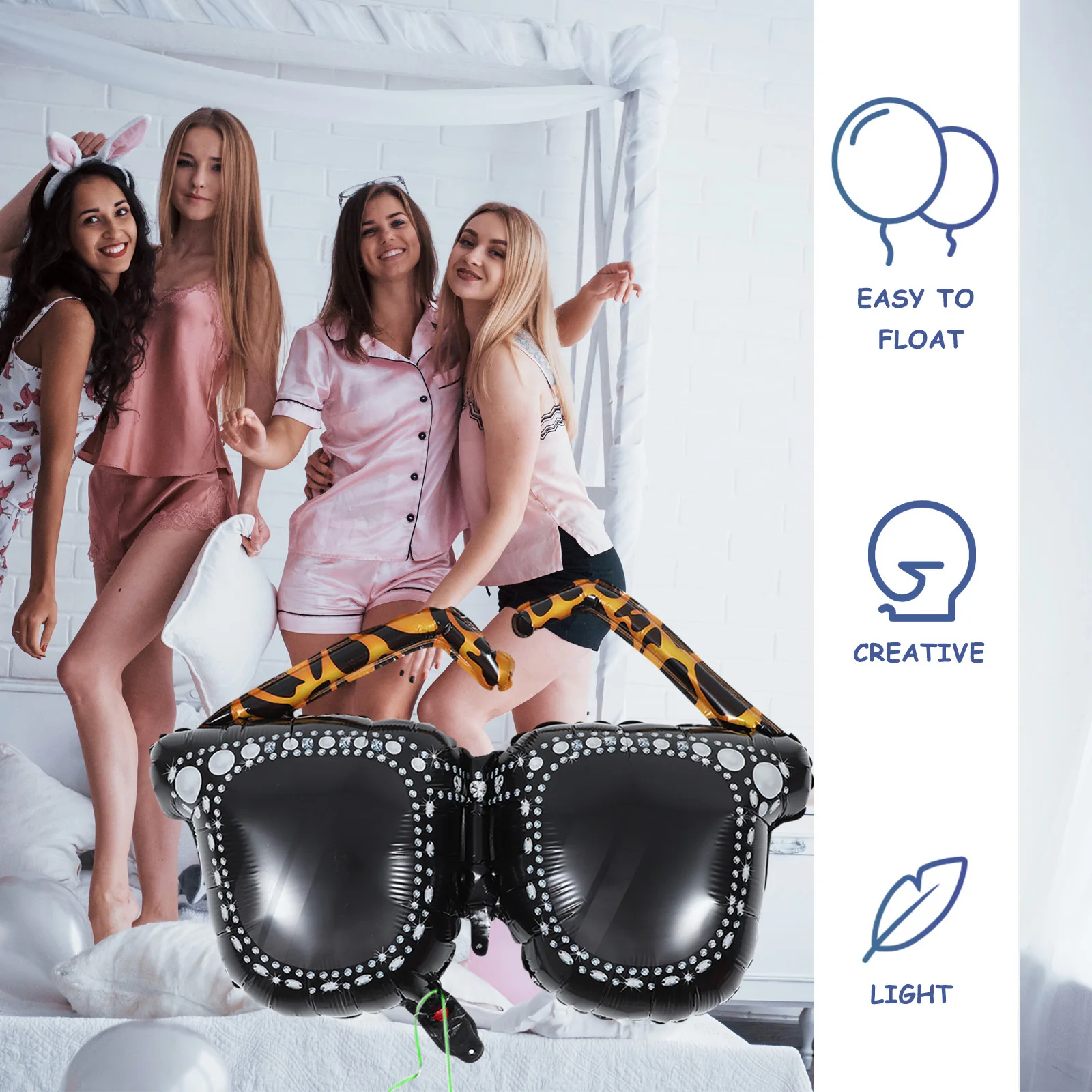 

3pcs Inflatable Sunglasses Balloons 90S Party Decorations Theme Supplies Disco Props Large Durable Aluminium Film Balloon