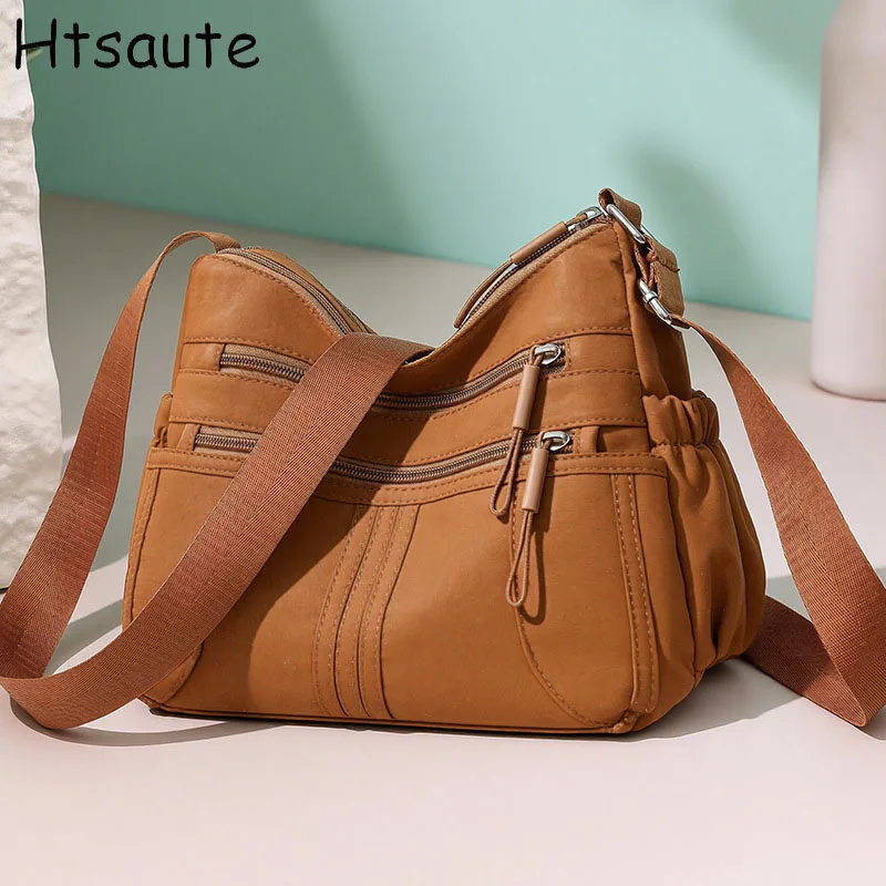 Multi-layers Underarm Bags Fashion Women Bag Vintage Women Handbags Casual Women Shoulder Bags Solid Color Zipper Female Handbag