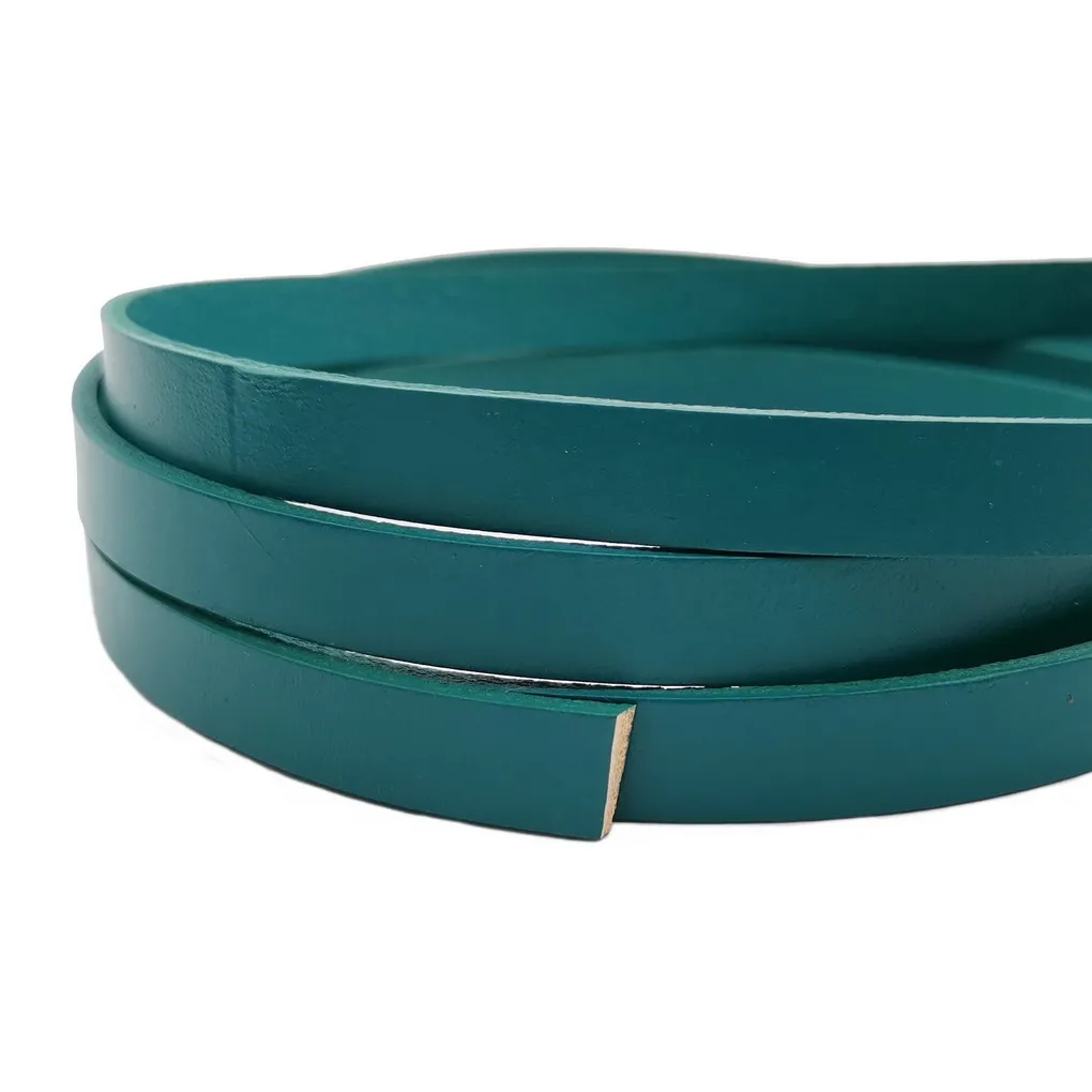 

Teal Flat Leather Strip 10mmx2mm Real Leather Band Bracelet Making to fit 10mm Flat Clasps