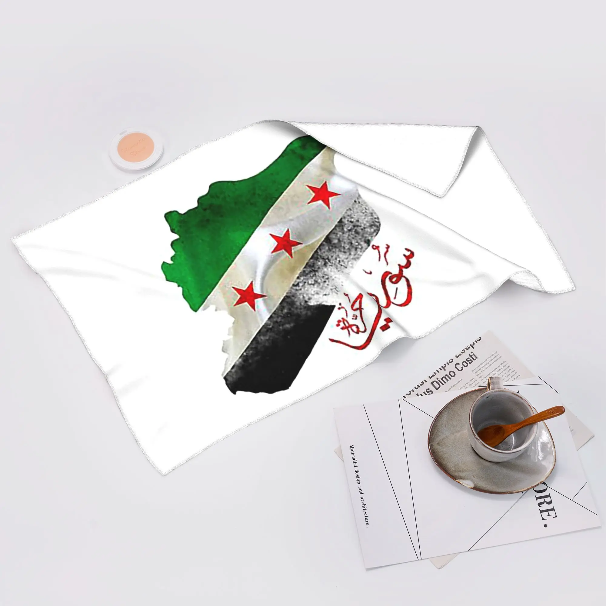 Custom Syria revolution flag map Syrian independence Calligraphy Face Towel Quick Dry Pool Bath Cotton Towels Absorbent Quick