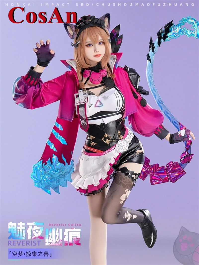 CosAn Game Honkai Impact 3 Pardofelis Cosplay Costume Reverist Calico Jumpsuits Coat Female Role Play Clothing Shadows Night