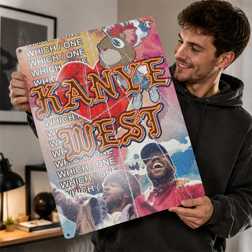 Kanye West Hip Hop Aluminum Poster Customized Metal Sign Urban Rhythm Wall Art Ideal For Bedroom Studios And Collector Corners
