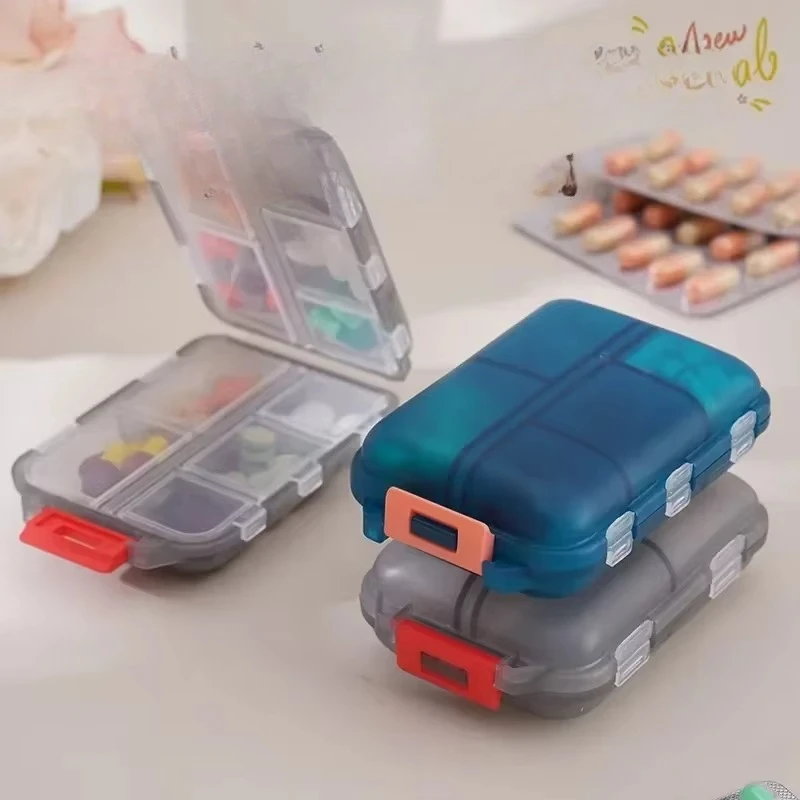 Double Layer Portable Small Pill Box 10 Compartments Sealed Pill Organizer Medicine Travel Storage Case Wholesale