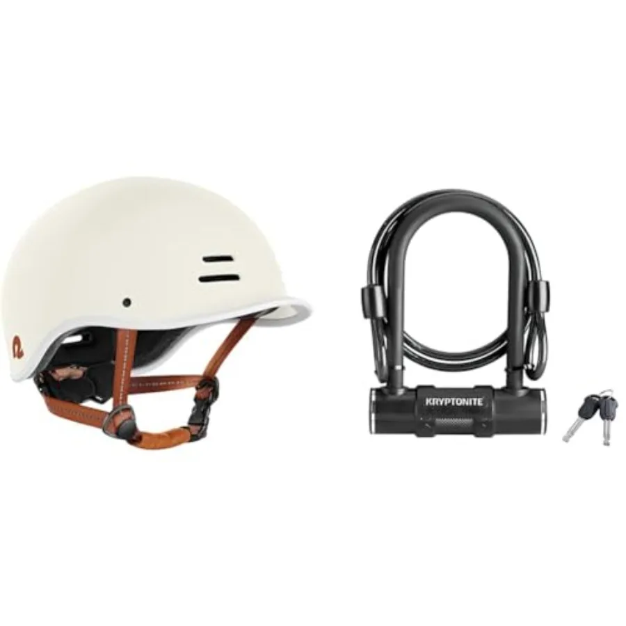 

Remi Adult Bike Helmet and Kryptonite Bike U-Lock with Braided Steel Cable 12mm Shackle and 8mm x4ft Length Security Cable Bund