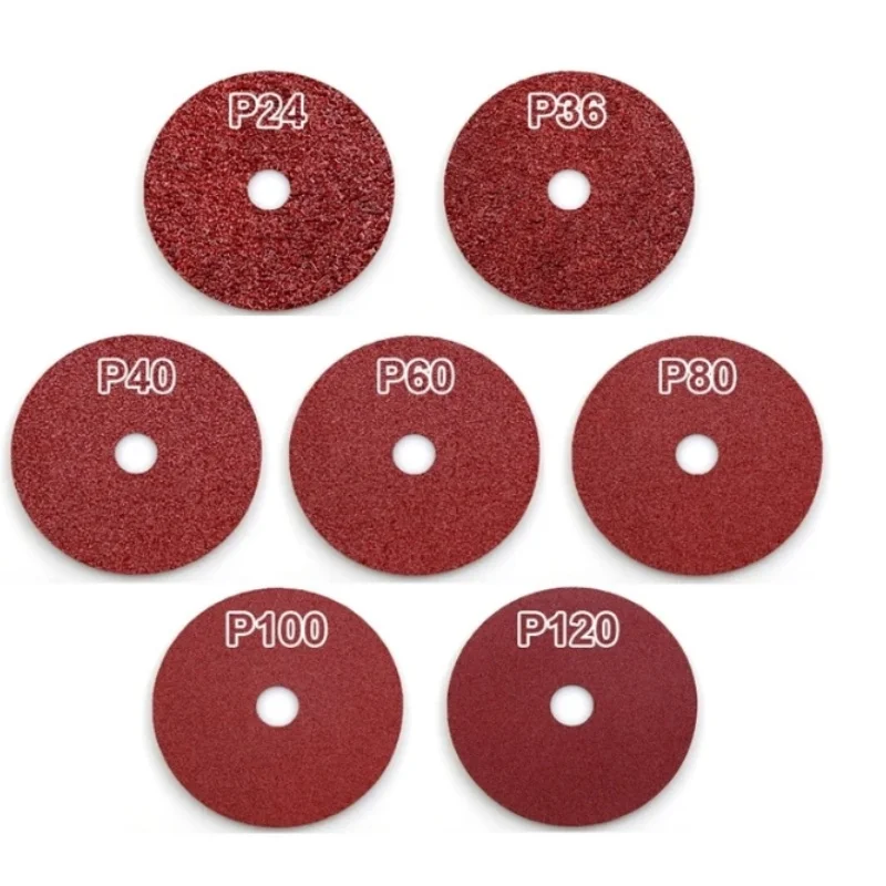 5/10pcs Hard Fiber Sandpaper Abrasive Sanding Disc 24 36 40 50 60 80 100 120 Grit for Wood Furniture Hardware Grinding
