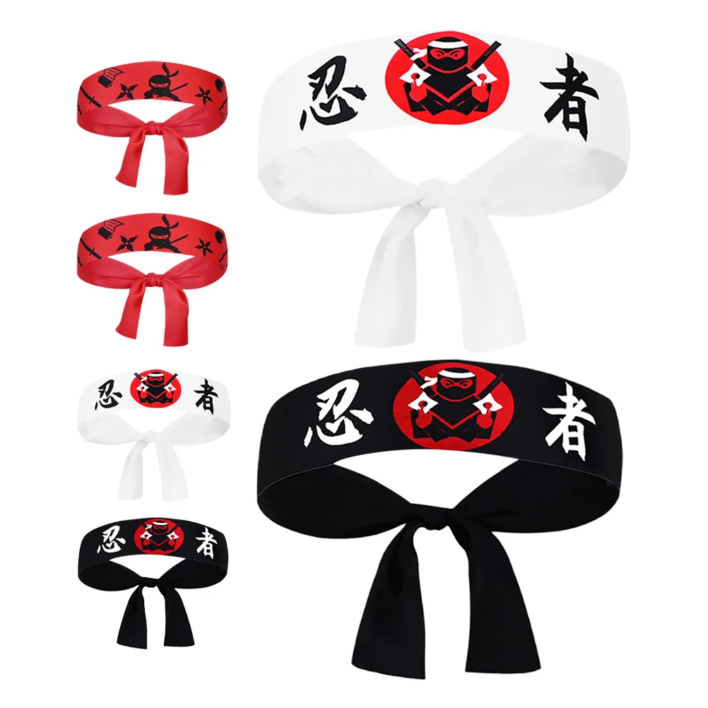 

6Pcs Samurai Headband Japanese Style Hachimaki for Karate Chef Sushi Party Workout Daily Wear Adjustable Secure Fit