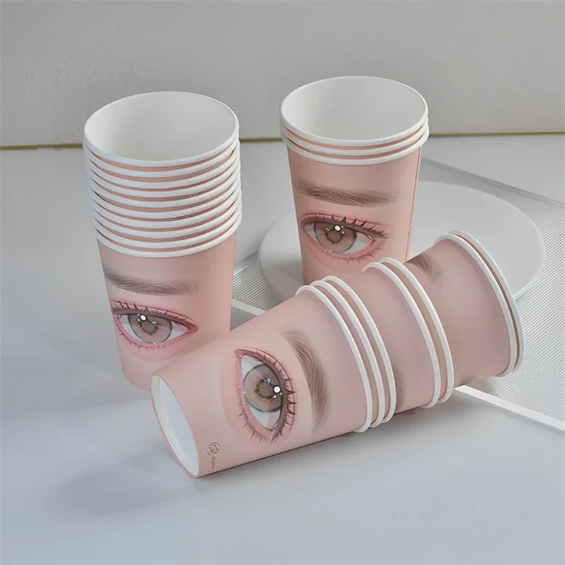 50/10 Pcs Eyelash Practice Paper Cup Lash Extension Supplies Mannequin Exercises Professional Makeup for Starters Auxiliary Tool