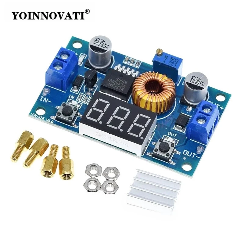 XL4015 75W DC-DC 5A Digital LED Drive Voltage Regulators Module Adjustable Buck Module With Voltmeter Display