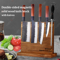 Professional Kitchen Knife Solid Wood Magnetic Knife Holder Double Side Kitchen Knife Storage Rack Hand Forged Boning Knife
