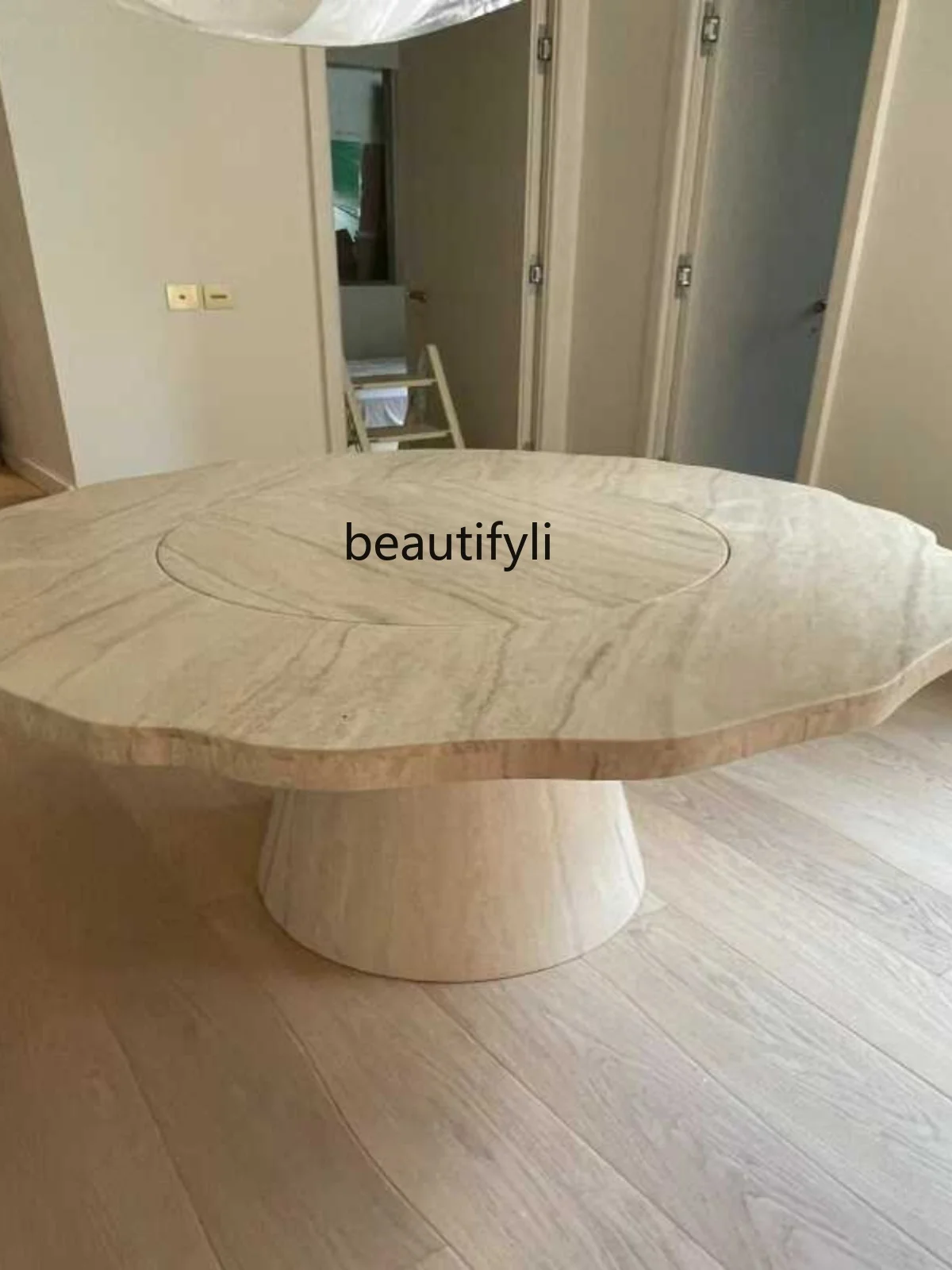 Miji Wind Cave Stone Dining Table in Dining Room Natural Marble round Modern Minimalist Nordic Dining Table