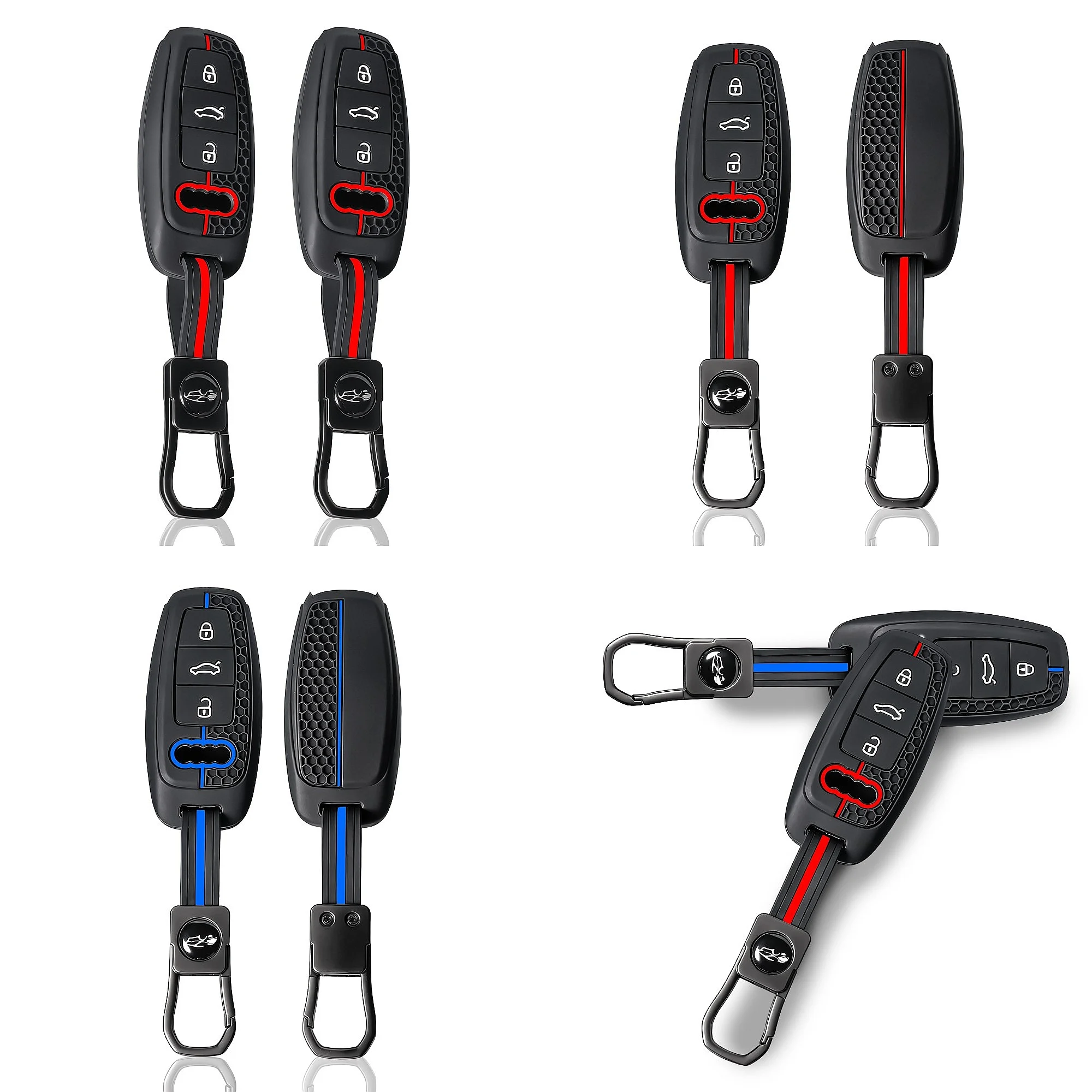 For Audi A3 8Y A4 A6 A7 A8 E-tron Q5 Q8 C8 D5 Silicone Car Key Fob Cover Auto Key Shell Remote Key Case Holder