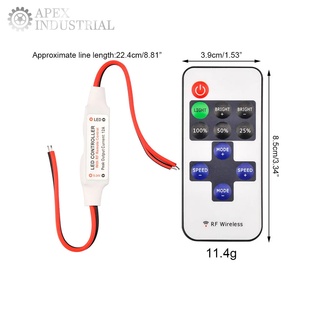 11Keys RF Wireless Led Remote Controller DC5-24V 8 Modes LED Controller RGB Dimmer for LED Light Strip Without Battery