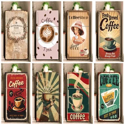 Retro Coffee Background Fridge Door Sticker Waterproof PVC Refrigerator Wallpaper Vintage Coffee Poster Kitchen Cabinet Decals