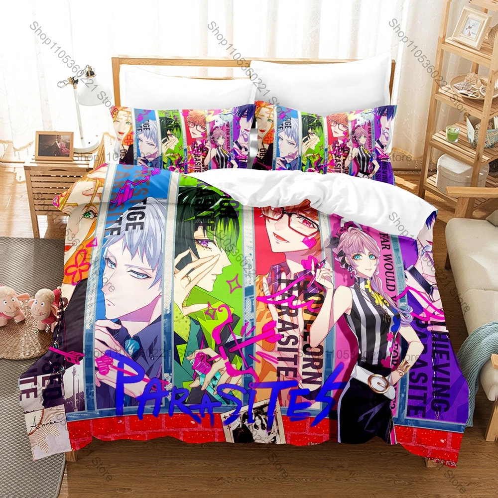 Cool Cupid Parasite Bedding Set Includes Duvet Cover 2 Pillowcases Colorful Otome Visual Novel Lynette & Parasite Bedroom Decor