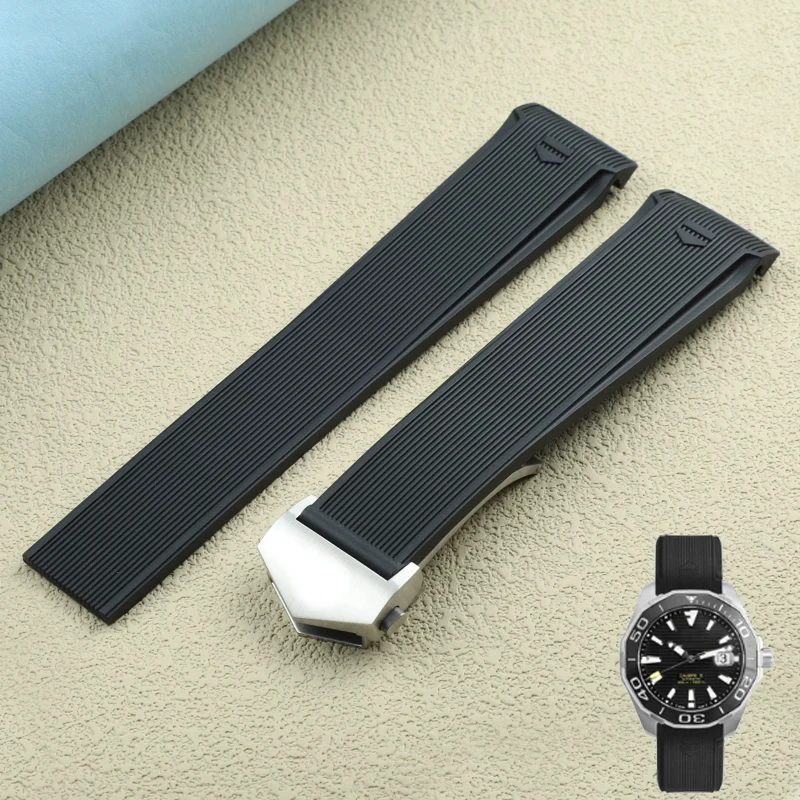 For Tag Heuer Concept F1 22mm Arc Silicone Competitive Diving 300 Tiger Calila Soft Black Blue Comfortable Rubber Watch Straps