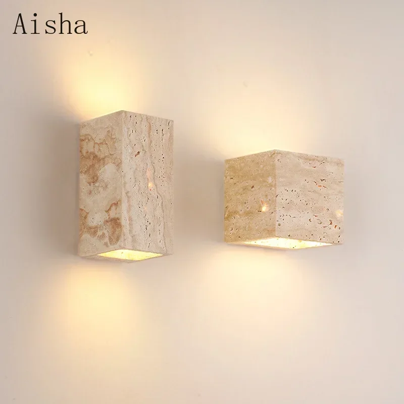 

Japanese Style Yellow Cave Stone Wall Lamp Courtyard Gardens Outdoor Waterproofing Wall Light Living Room Bedroom Indoor Light