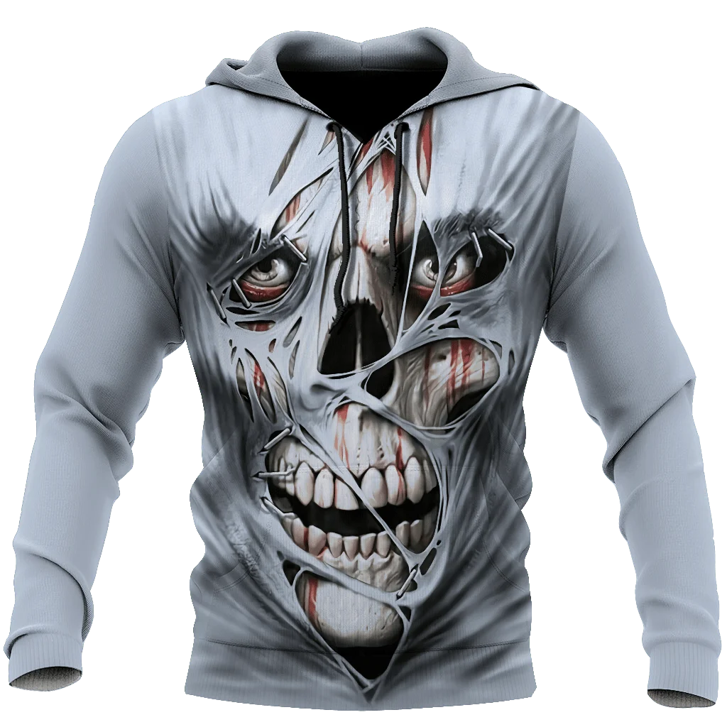 3D Print Hoodie Men's Punk Skull Streetwear Winter and Autumn New Arrival Horror Goth Hot-selling High-quality Pullover Oversize